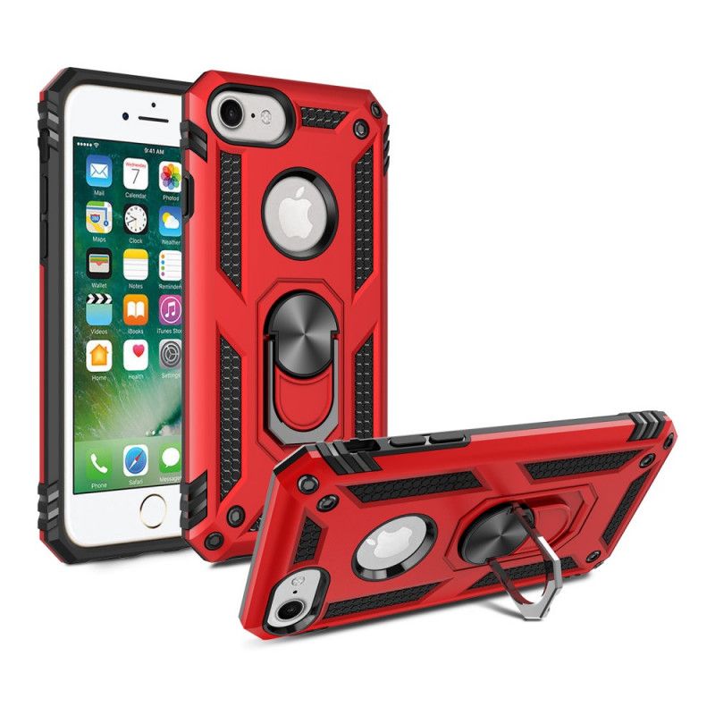 Cover Hoesje iPhone 7 / 8 / SE 2 Rood Zwart Telefoonhoesje Premium Ring