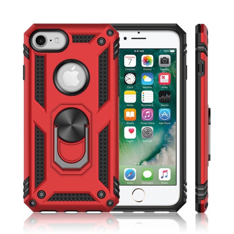 Cover Hoesje iPhone 7 / 8 / SE 2 Rood Zwart Telefoonhoesje Premium Ring