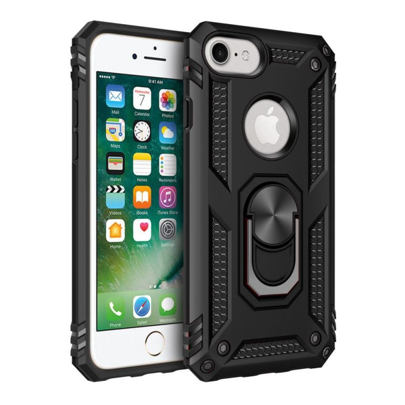 Cover Hoesje iPhone 7 / 8 / SE 2 Rood Zwart Telefoonhoesje Premium Ring
