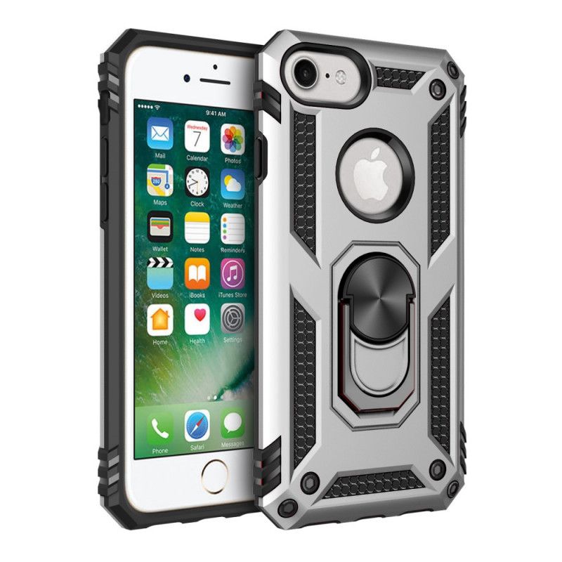 Cover Hoesje iPhone 7 / 8 / SE 2 Rood Zwart Telefoonhoesje Premium Ring