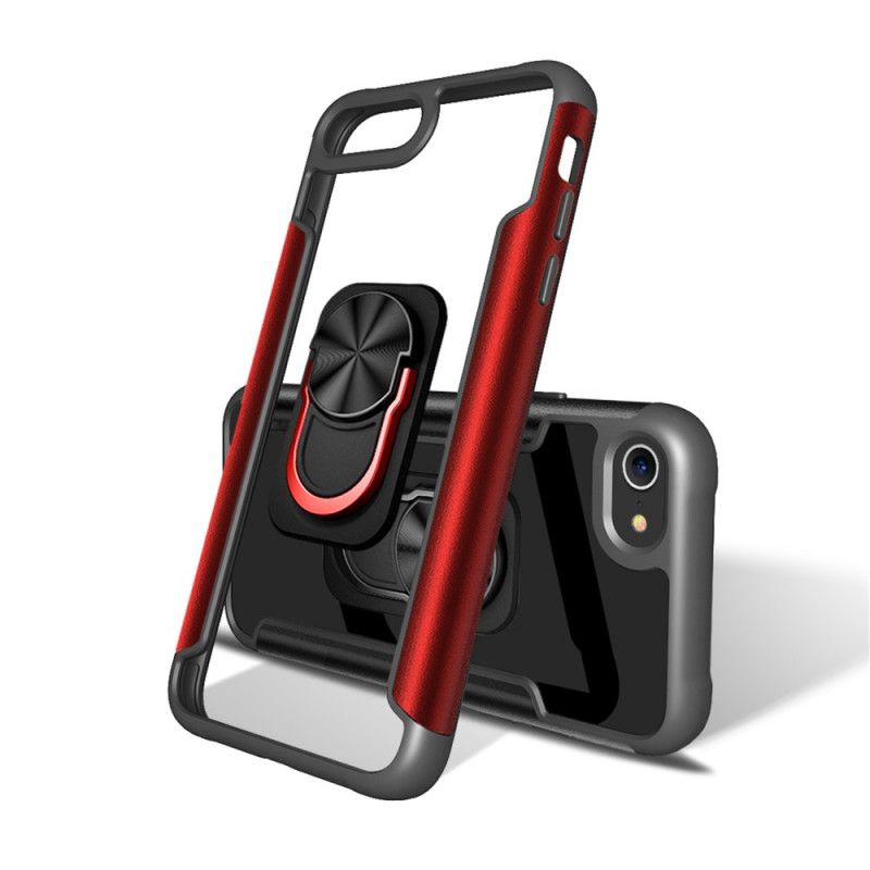 Cover Hoesje iPhone 7 / 8 / SE 2 Rood Zwart Telefoonhoesje Premium Ring-Carrier Hybride