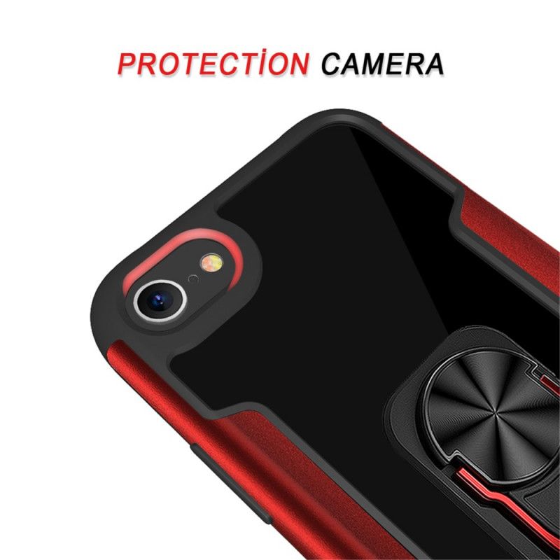 Cover Hoesje iPhone 7 / 8 / SE 2 Rood Zwart Telefoonhoesje Premium Ring-Carrier Hybride
