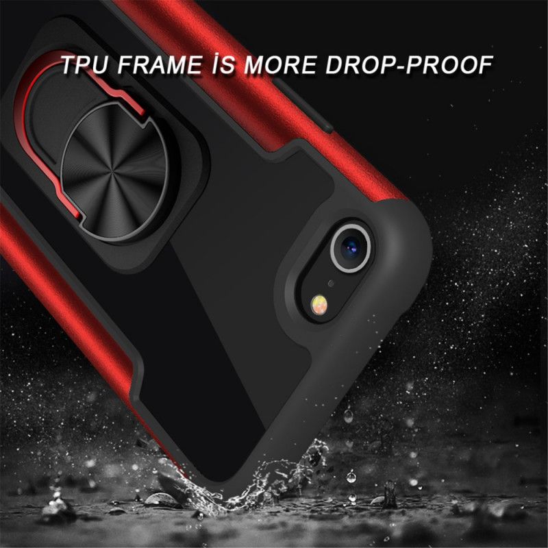 Cover Hoesje iPhone 7 / 8 / SE 2 Rood Zwart Telefoonhoesje Premium Ring-Carrier Hybride