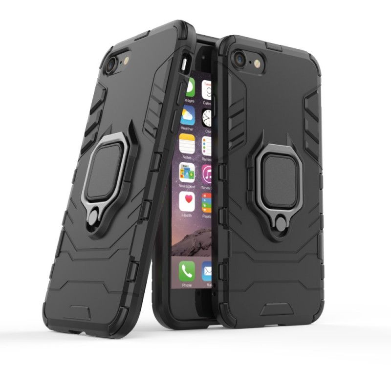 Cover Hoesje iPhone 7 / 8 / SE 2 Rood Zwart Telefoonhoesje Resistente Ring