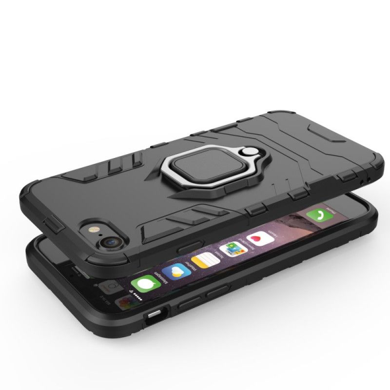 Cover Hoesje iPhone 7 / 8 / SE 2 Rood Zwart Telefoonhoesje Resistente Ring
