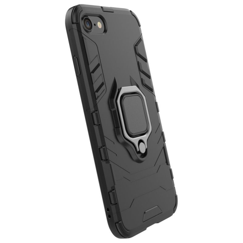Cover Hoesje iPhone 7 / 8 / SE 2 Rood Zwart Telefoonhoesje Resistente Ring