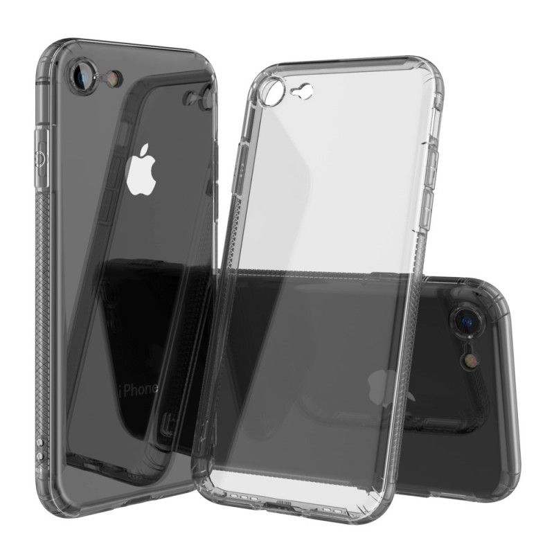 Cover Hoesje iPhone 7 / 8 / SE 2 Transparant Zwart Telefoonhoesje Transparante Leeu Beschermkussens