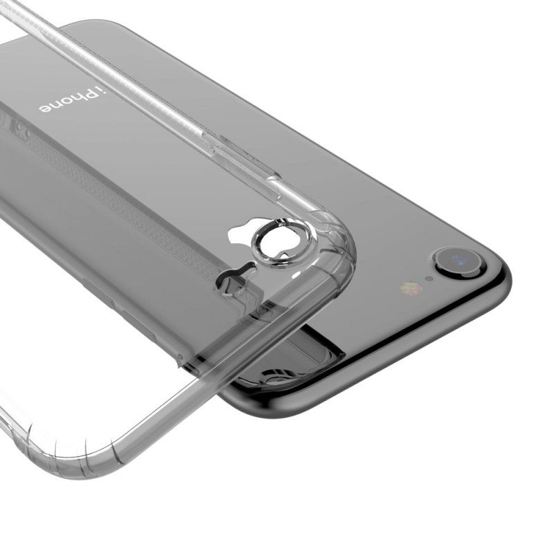 Cover Hoesje iPhone 7 / 8 / SE 2 Transparant Zwart Telefoonhoesje Transparante Leeu Beschermkussens