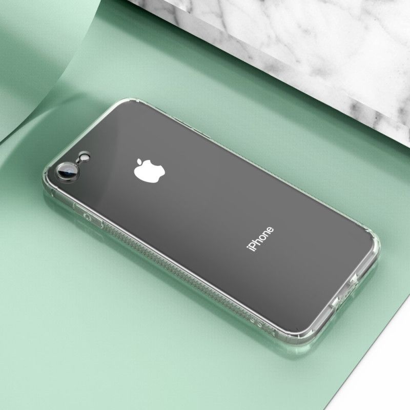 Cover Hoesje iPhone 7 / 8 / SE 2 Transparant Zwart Telefoonhoesje Transparante Leeu Beschermkussens