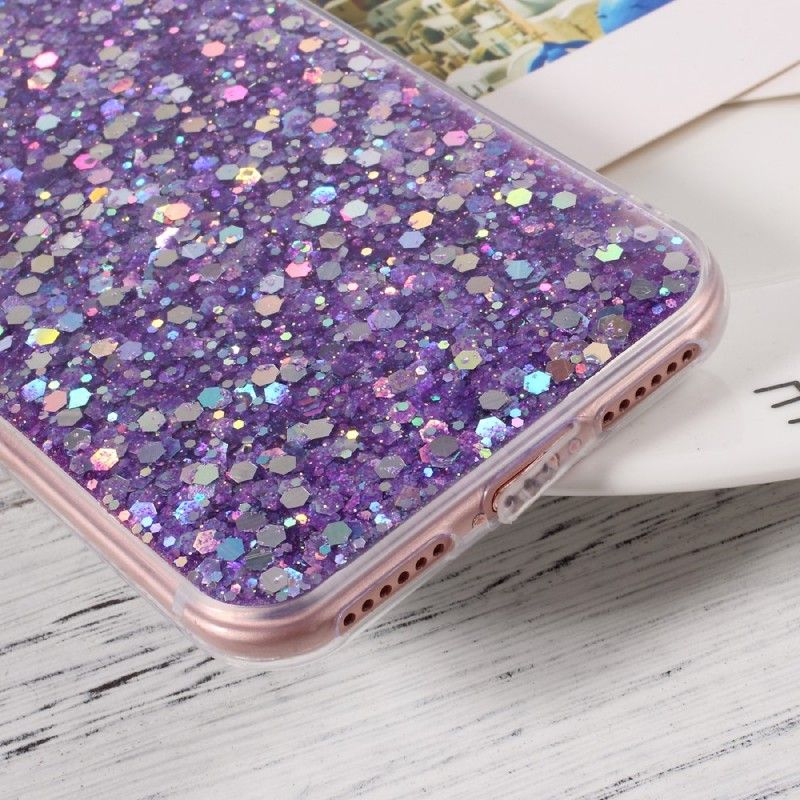 Cover Hoesje iPhone 7 / 8 / SE 2 Zilver Magenta Telefoonhoesje Premium Glitter