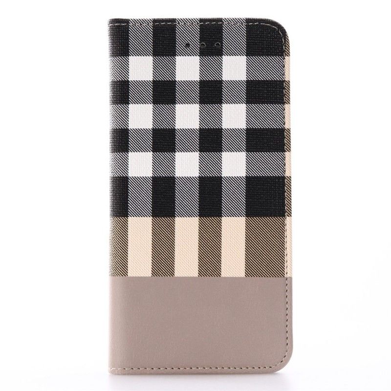 Flip Case Leren iPhone 7 / 8 / SE 2 Zwart Schotse Tegels