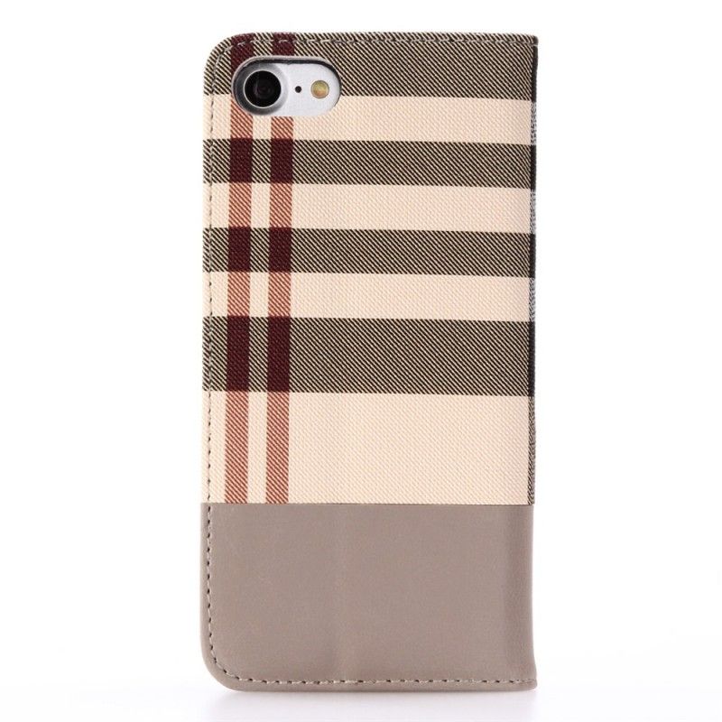 Flip Case Leren iPhone 7 / 8 / SE 2 Zwart Schotse Tegels