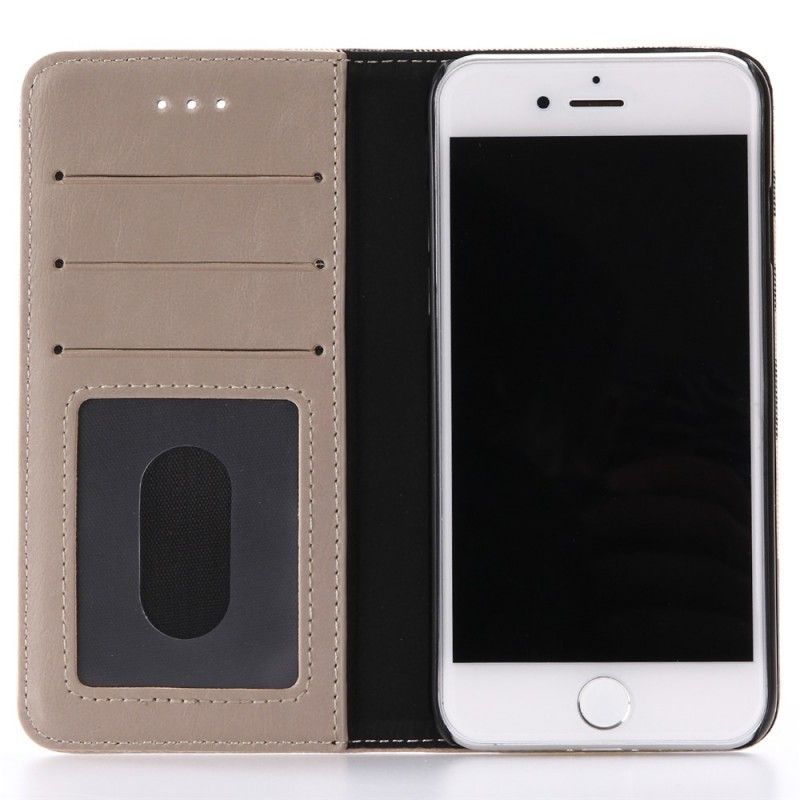 Flip Case Leren iPhone 7 / 8 / SE 2 Zwart Schotse Tegels