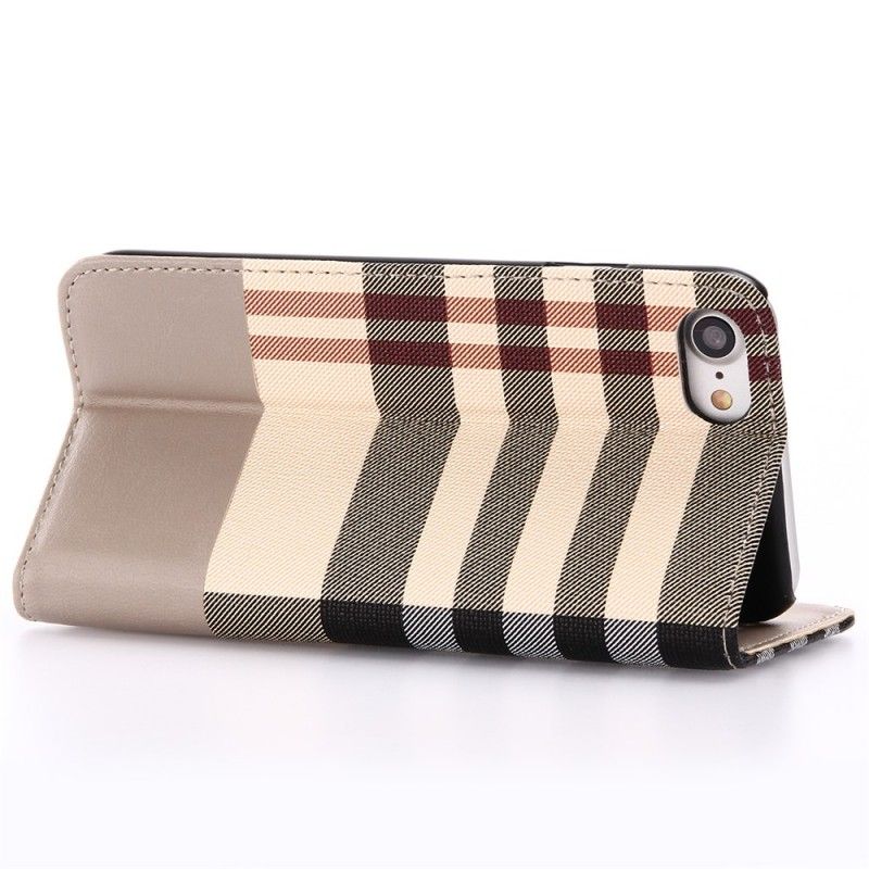 Flip Case Leren iPhone 7 / 8 / SE 2 Zwart Schotse Tegels