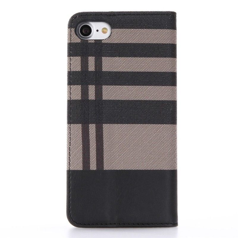 Flip Case Leren iPhone 7 / 8 / SE 2 Zwart Schotse Tegels