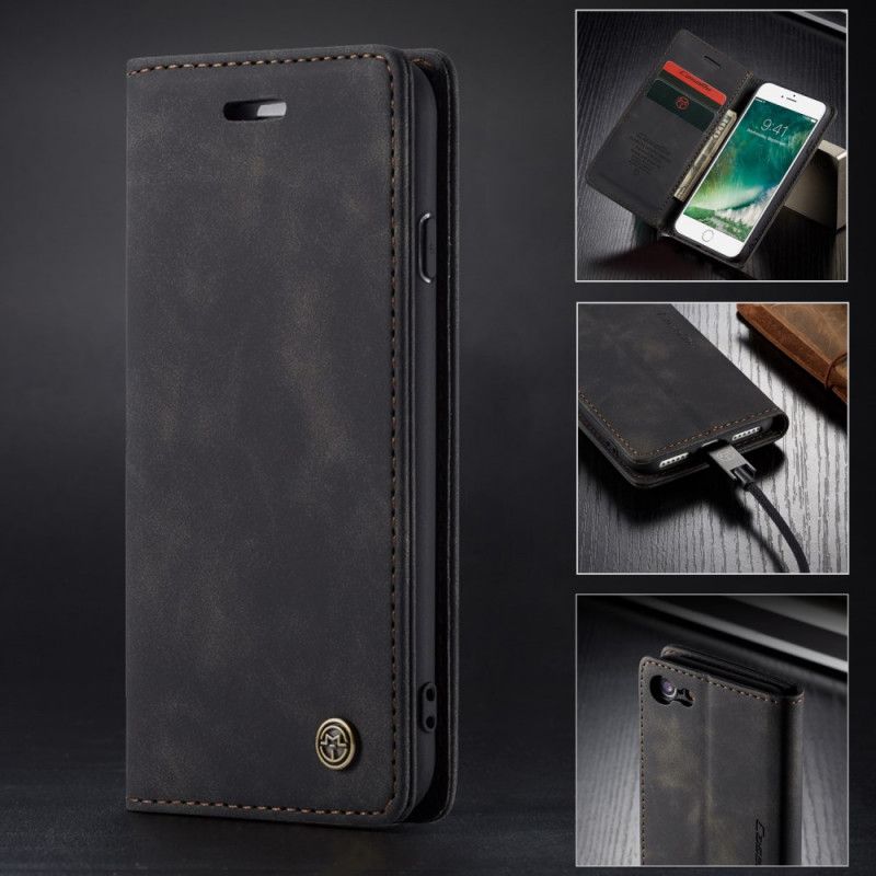 Folio-hoesje iPhone 7 / 8 / SE 2 Bruin Zwart Telefoonhoesje Hoes Van Imitatieleer