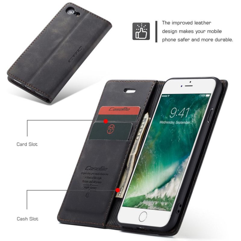 Folio-hoesje iPhone 7 / 8 / SE 2 Bruin Zwart Telefoonhoesje Hoes Van Imitatieleer