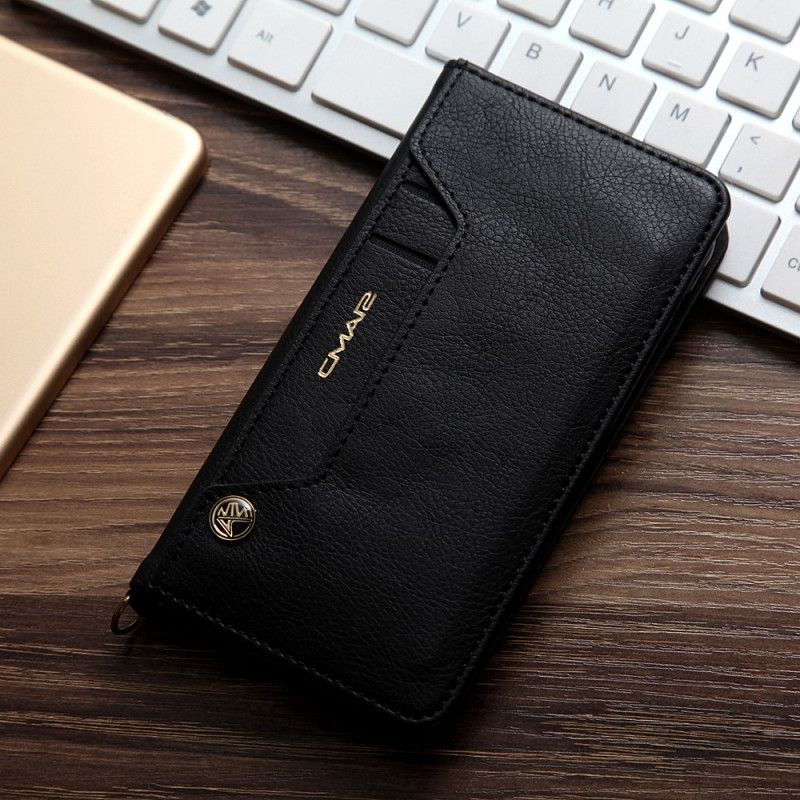 Folio-hoesje iPhone 7 / 8 / SE 2 Grijs Zwart Cmai2 Leereffect Met Meerdere Kaarten
