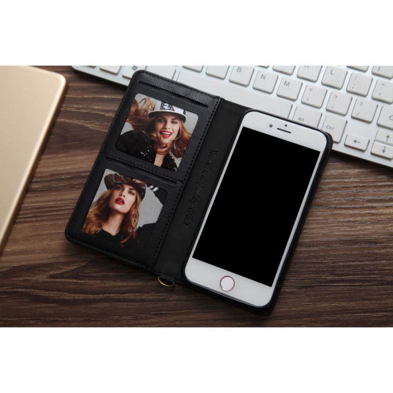 Folio-hoesje iPhone 7 / 8 / SE 2 Grijs Zwart Cmai2 Leereffect Met Meerdere Kaarten