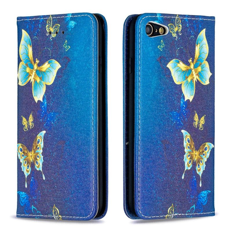 Folio-hoesje iPhone 7 / 8 / SE 2 Lichtblauw Wit Kleurrijke Vlinders