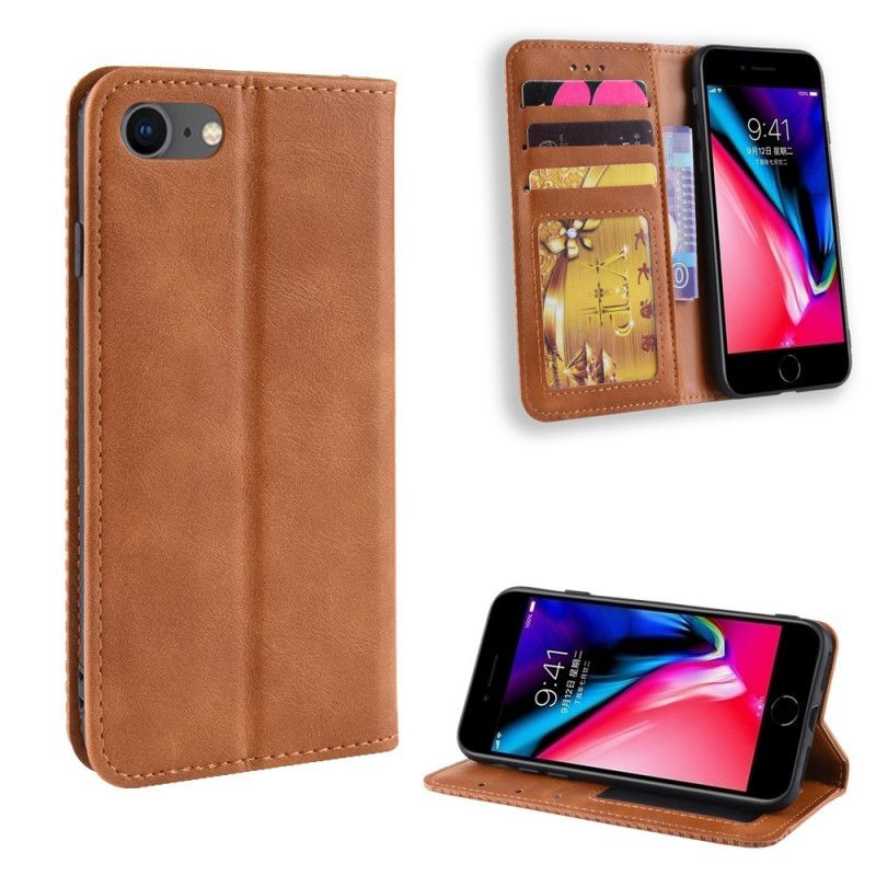 Folio-hoesje voor iPhone 7 / 8 / SE 2 Rood Zwart Gestileerd Vintage Leereffect