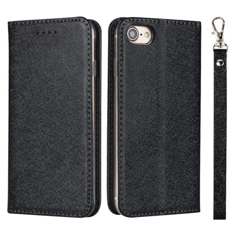 Folio-hoesje voor iPhone 7 / 8 / SE 2 Rood Zwart Zacht Leer Met Riempje