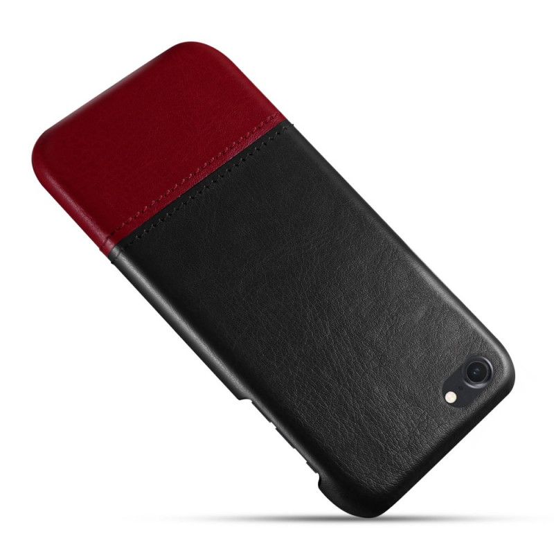 Hoesje iPhone 7 / 8 / SE 2 Donkerblauw Rood Ksq Kaarthouder