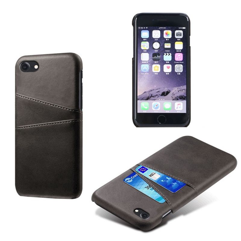 Hoesje iPhone 7 / 8 / SE 2 Grijs Zwart Dubbele Ksq Kaarthouder