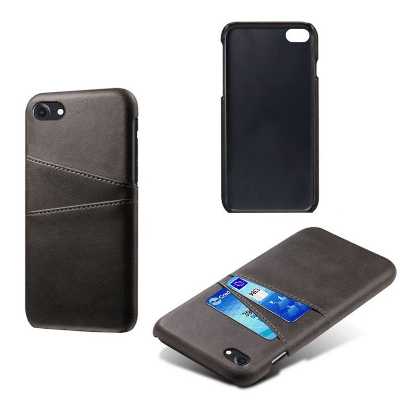 Hoesje iPhone 7 / 8 / SE 2 Grijs Zwart Dubbele Ksq Kaarthouder