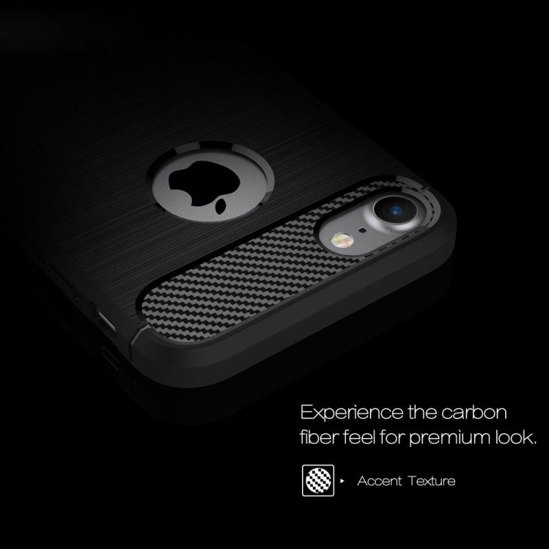 Hoesje iPhone 7 / 8 / SE 2 Grijs Zwart Geborsteld Koolstofvezel