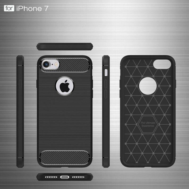 Hoesje iPhone 7 / 8 / SE 2 Grijs Zwart Geborsteld Koolstofvezel