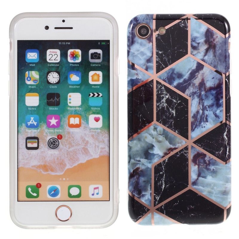 Hoesje iPhone 7 / 8 / SE 2 Magenta Zwart Ultra Designer Marmer