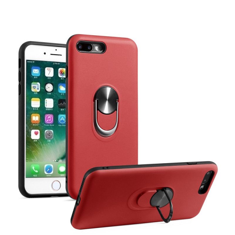 Hoesje iPhone 7 / 8 / SE 2 Rood Zwart Afneembaar Met Steunring