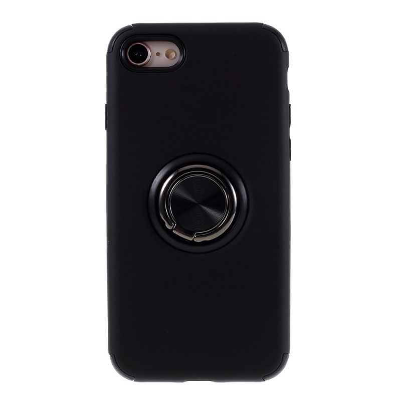 Hoesje iPhone 7 / 8 / SE 2 Rood Zwart Magnetische Roterende Ring