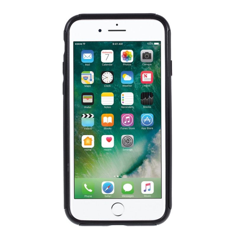 Hoesje iPhone 7 / 8 / SE 2 Rood Zwart Magnetische Roterende Ring