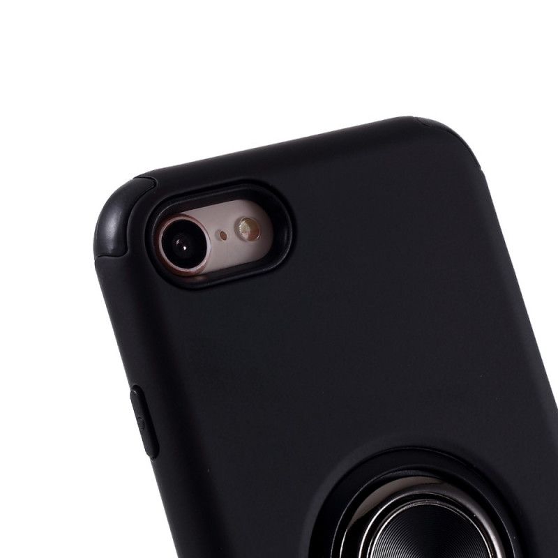 Hoesje iPhone 7 / 8 / SE 2 Rood Zwart Magnetische Roterende Ring