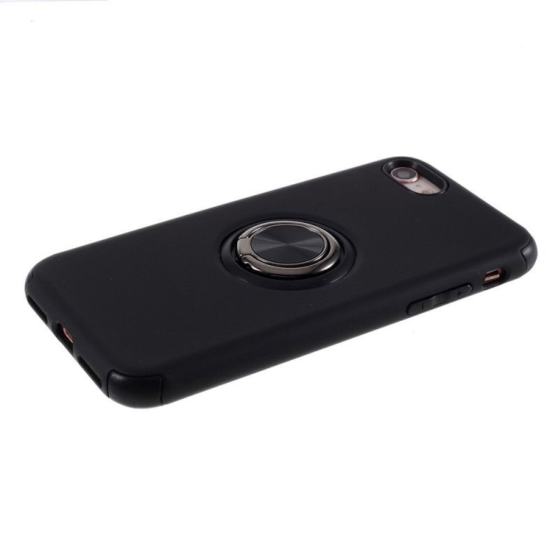 Hoesje iPhone 7 / 8 / SE 2 Rood Zwart Magnetische Roterende Ring
