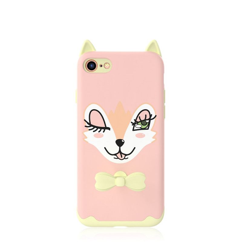 Hoesje iPhone 7 / 8 / SE 2 Roze Wit Cartoonhybride
