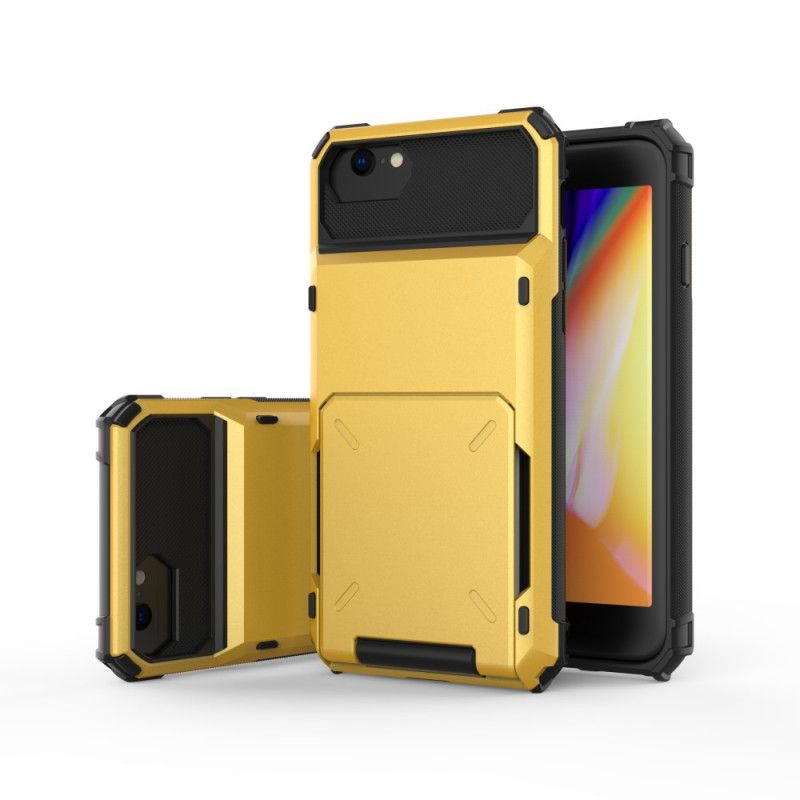 Hoesje iPhone 7 / 8 / SE 2 Wit Zwart Kaarthouder In Klepstijl