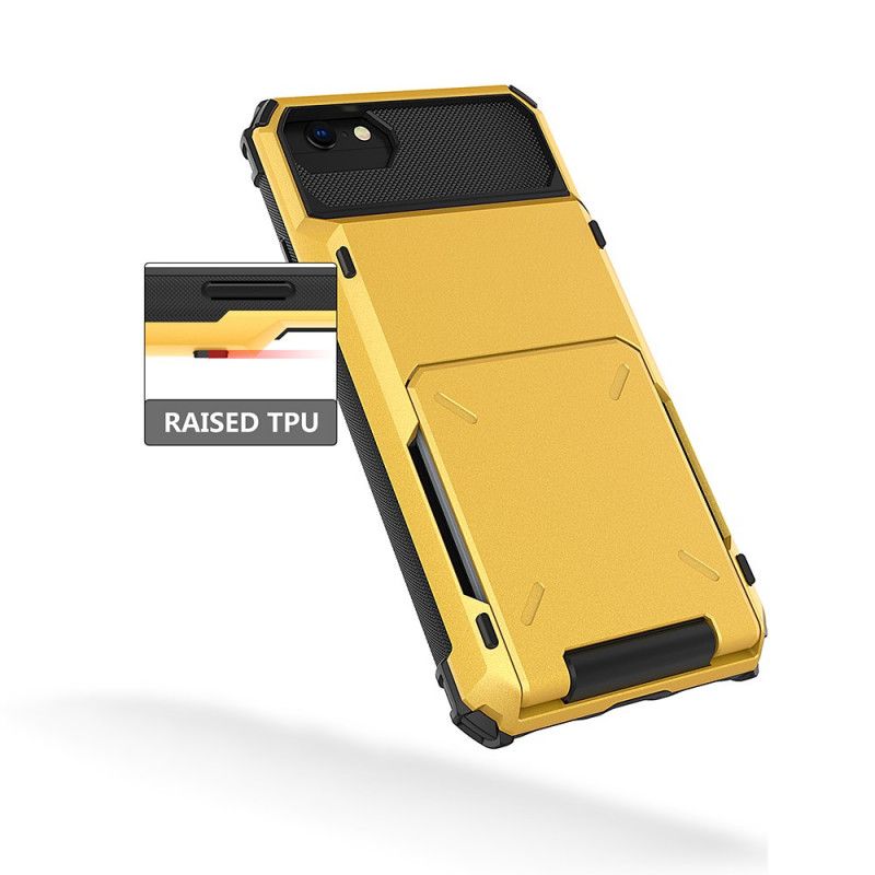 Hoesje iPhone 7 / 8 / SE 2 Wit Zwart Kaarthouder In Klepstijl