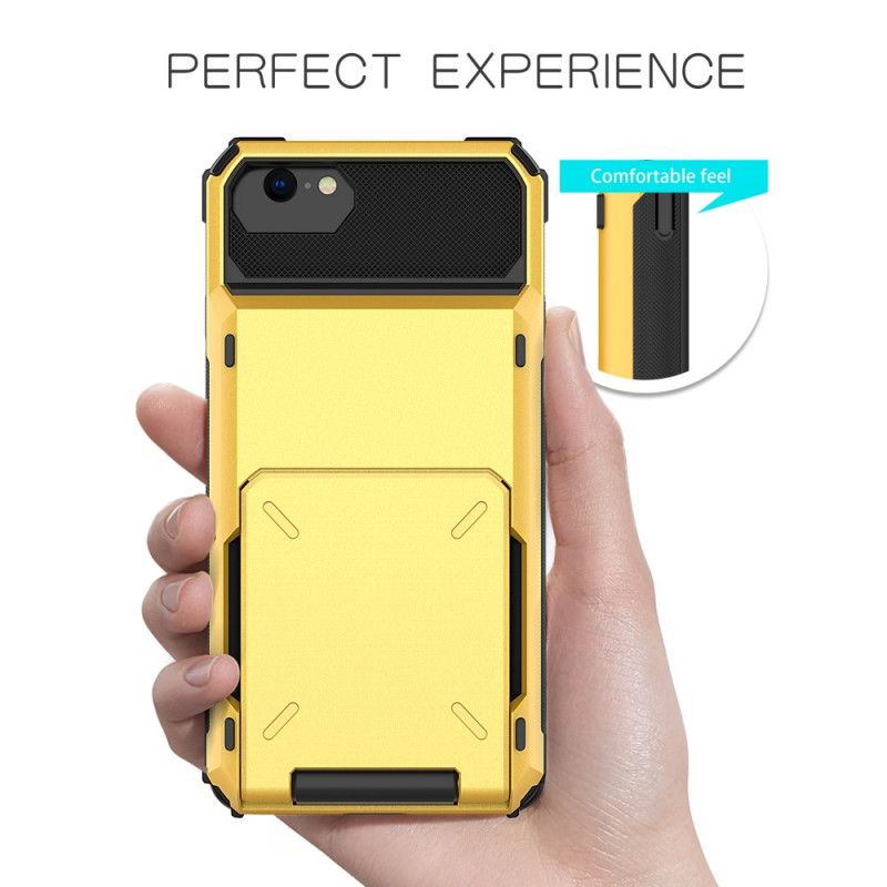 Hoesje iPhone 7 / 8 / SE 2 Wit Zwart Kaarthouder In Klepstijl
