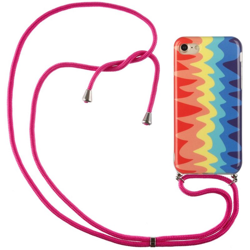 Hoesje voor iPhone 7 / 8 / SE 2 Geel Rood Met Regenboogkoord