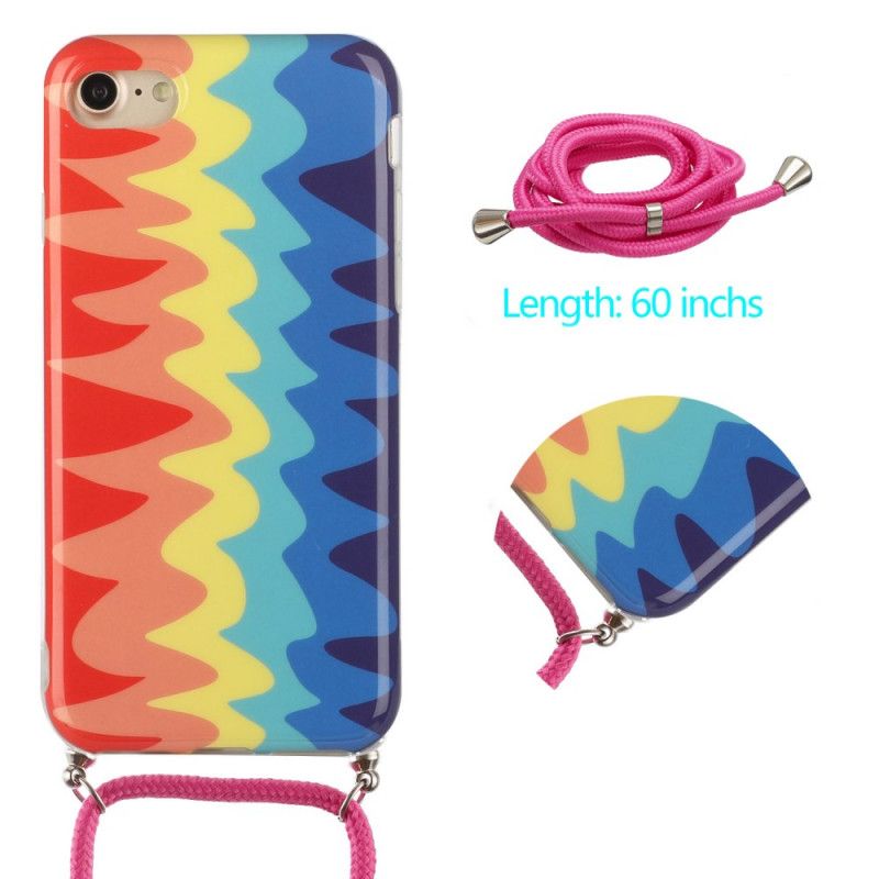 Hoesje voor iPhone 7 / 8 / SE 2 Geel Rood Met Regenboogkoord