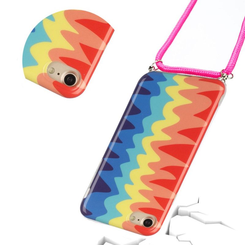 Hoesje voor iPhone 7 / 8 / SE 2 Geel Rood Met Regenboogkoord