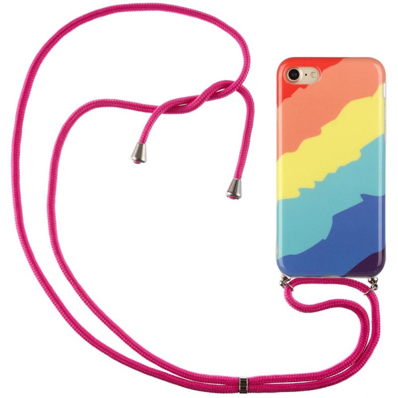 Hoesje voor iPhone 7 / 8 / SE 2 Geel Rood Met Regenboogkoord