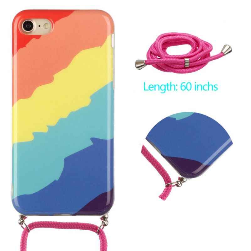 Hoesje voor iPhone 7 / 8 / SE 2 Geel Rood Met Regenboogkoord