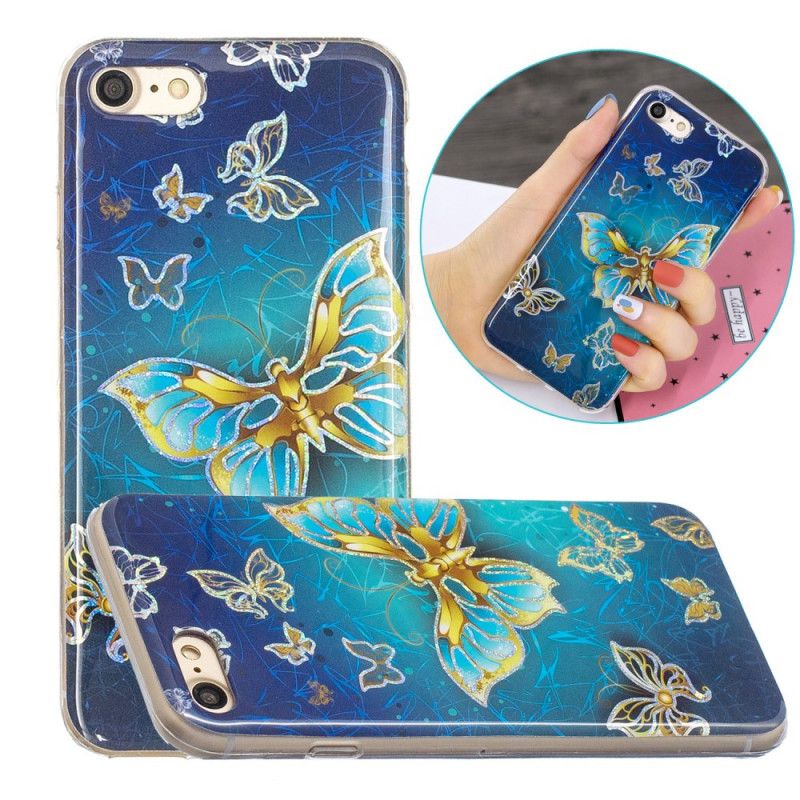 Hoesje voor iPhone 7 / 8 / SE 2 Glitter Design Vlinders