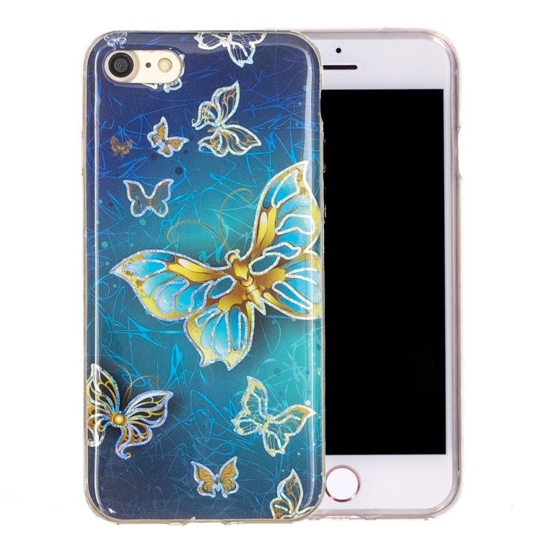 Hoesje voor iPhone 7 / 8 / SE 2 Glitter Design Vlinders