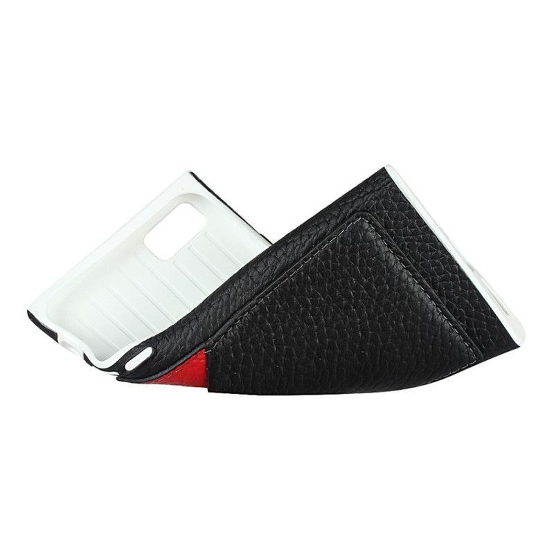 Hoesje voor iPhone 7 / 8 / SE 2 Grijs Zwart Echt Lychee Leer Met Riem