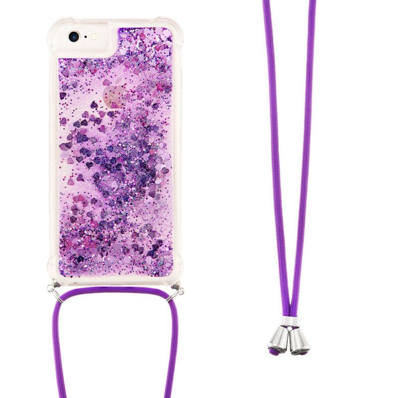 Hoesje voor iPhone 7 / 8 / SE 2 Magenta Rood Pailletten En Koord
